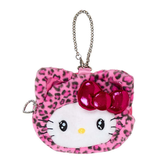 SANRIO ORIGINAL HELLO KITTY FACE SHAPED POUCH LEOPARD GAL CAT PINK