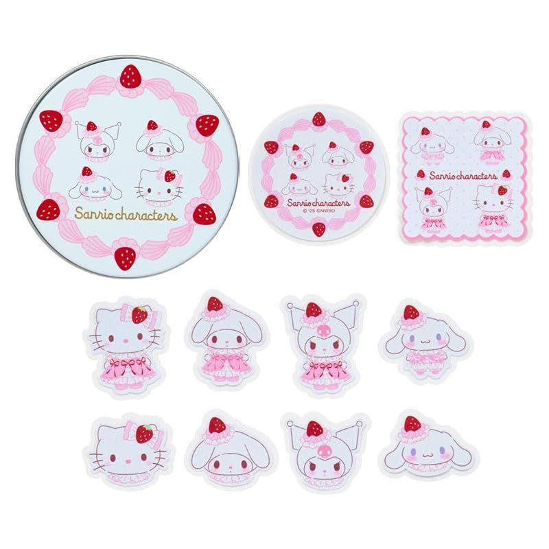 SANRIO ORIGINAL FLAKE STICKER SET AND TIN CASE STRAWBERRY WHIPPED CAKE