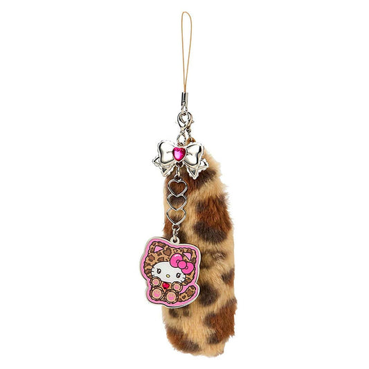 SANRIO ORIGINAL HELLO KITTY DANGLING TAIL MASCOT STRAP LEOPARD GAL CAT BROWN