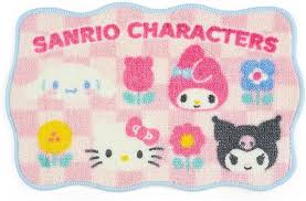 SANRIO JAPAN ORIGINAL CHARACTERS FLOOR MAT PASTEL CHECKERS