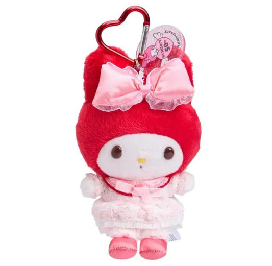SANRIO ORIGINAL MY MELODY 50TH ANNIVERSARY RED MASCOT HOLDER (PINK RUFFLE TRIM)