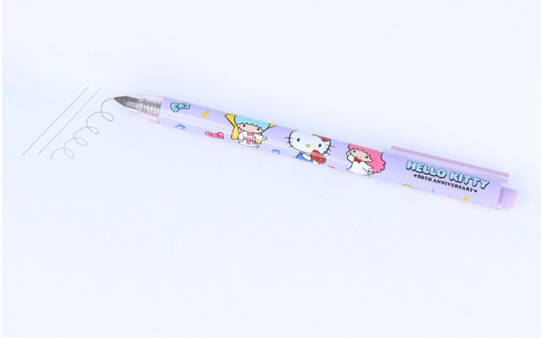 SANRIO ORIGINAL HELLO KITTY 50TH ANNIVERSARY METACIL LIGHT KNOCK PENCIL LITTLE TIWN STARS