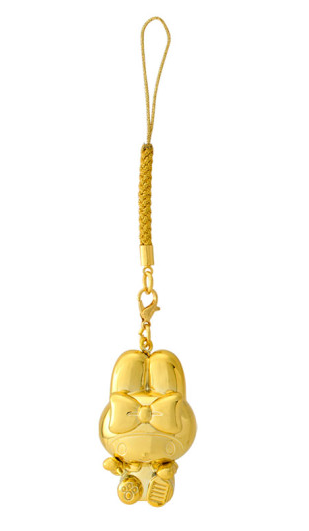 SANRIO ORIGINAL MY MELODY LUCKY CAT GOLD NETSUKE KEYCHAIN / CHARM