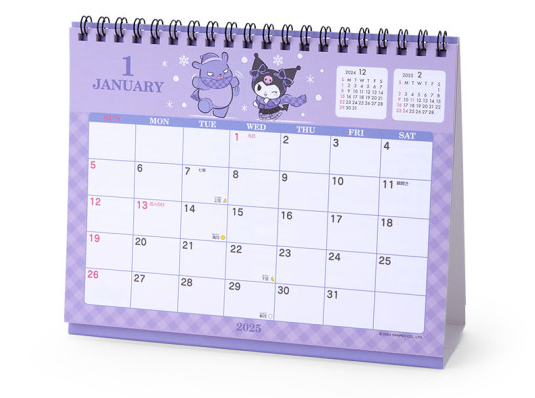 SANRIO JAPAN ORIGINAL KUROMI 2025 TABLE RING CALENDAR