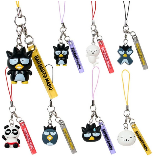 SANRIO ORIGINAL BADTZ MARU MASCOT STRAP BLIND BOX (HANGYODON & BAD BADTZ-MARU FUNNY FACE)
