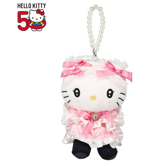 SANRIO JAPAN ORIGINAL HELLO KITTY 50TH ANNIVERSARY MASCOT CHARM / PLUSH QUILT