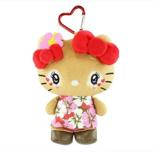 SANRIO ORIGINAL HELLO KITTY MINI PLUSH POUCH WITH CARABINER RETRO HEISEI KOGAL HIBICUS