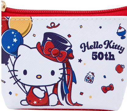 SANRIO JAPAN ORIGINAL HELLO KITTY 50TH ANNIVERSARY TRIANGULAR MINI POUCH