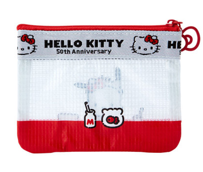 SANRIO JAPAN ORIGINAL POCHACCO VINY FLAT POUCH / HELLO KITTY 50TH ANNIVERSARY