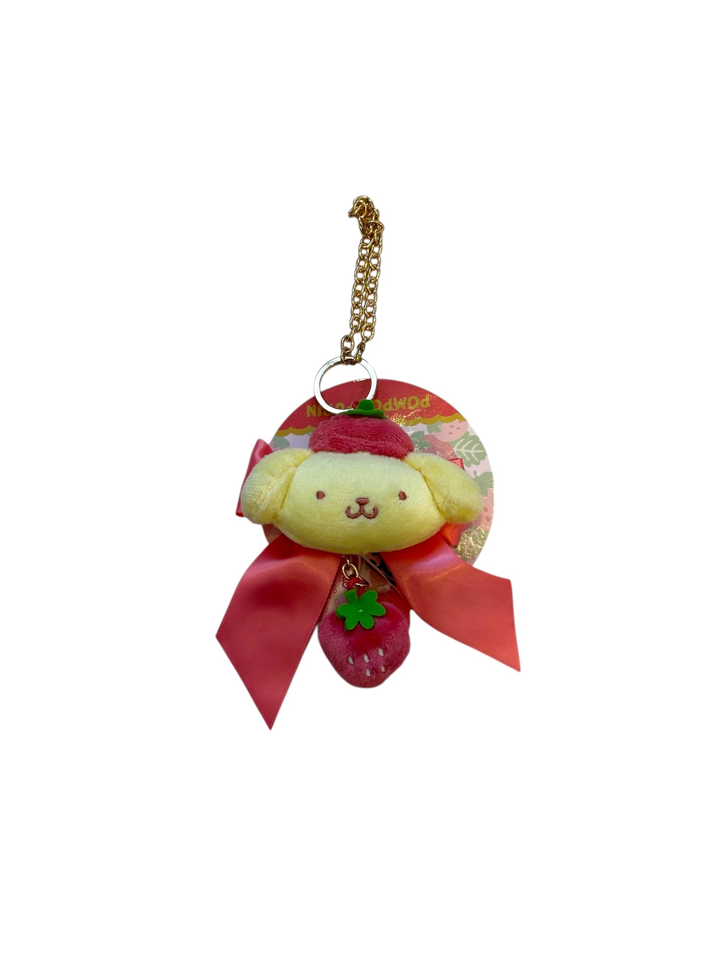 SANRIO ORIGINAL POMPOMPURIN PLUSH KEYCHAIN CHARM (STRAWBERRY NEWS 50TH ANNIVERSARY)
