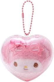 SANRIO JAPAN ORIGINAL MY MELODY  HEART CASE MASCOT HOLDER CLEAR AND PLUMP 3D