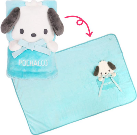 SANRIO ORIGINAL POCHACCO FLANNEL LAP BLANKET & CAPE RIBBON