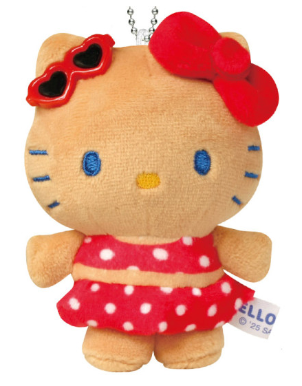 SANRIO ORIGINAL HELLO KITTY TAN SWIMSUIT PARTY SUNGLASSES MASCOT HOLDER