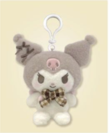 SANRIO KUROMI MASCOT CLIP MOCHA CHECK PLUSH