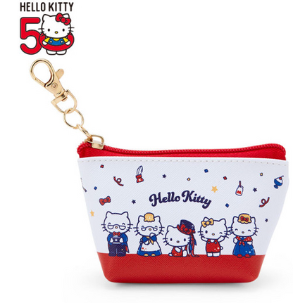 SANRIO JAPAN ORIGINAL HELLO KITTY 50TH ANNIVERSARY TRIANGULAR MINI POUCH FAMILY