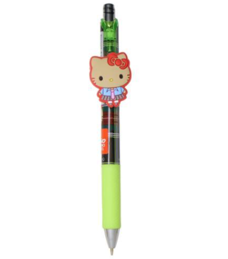 SANRIO ORIGINAL HELLO KTTY MECHANICAL PENCIL BLACK AND GREEN STRIPED UNIFORM
