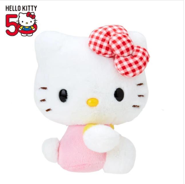 SANRIO JAPAN ORIGINAL HELLO KITTY 50TH ANNIVERSARY PLUSH PLAID PATTERN