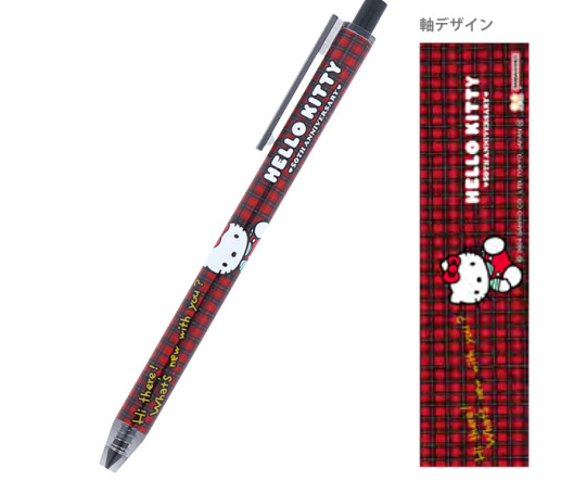 SANRIO ORIGINAL HELLO KITTY 50TH ANNIVERSARY METACIL LIGHT KNOCK PENCIL GINGHAM RED