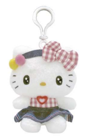 SANRIO HELLO KITTY GINGHAM DENIM MASCOT CLIP / PLUSH