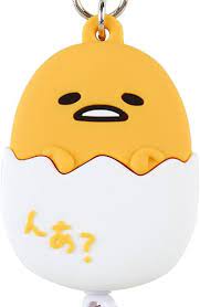 SANRIO JAPAN ORIGINAL GUDETAMA AUTO RETRACT REEL KEYCHAIN FACE