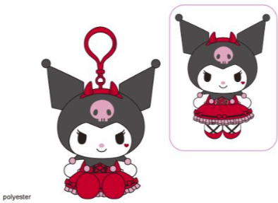 SANRIO KUROMI MASCOT CLIP ON PLUSH STRAWBERRY