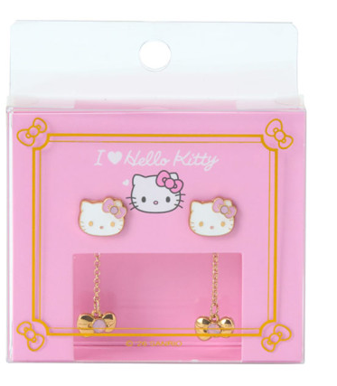 SANRIO ORIGINAL HELLO KITTY I LOVE HELLO KITTY PINK EARRINGS SET