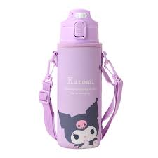 SANRIO KUROMI ST THERMOS WATER BOTTLE WITH SLEEVE AND STRAP