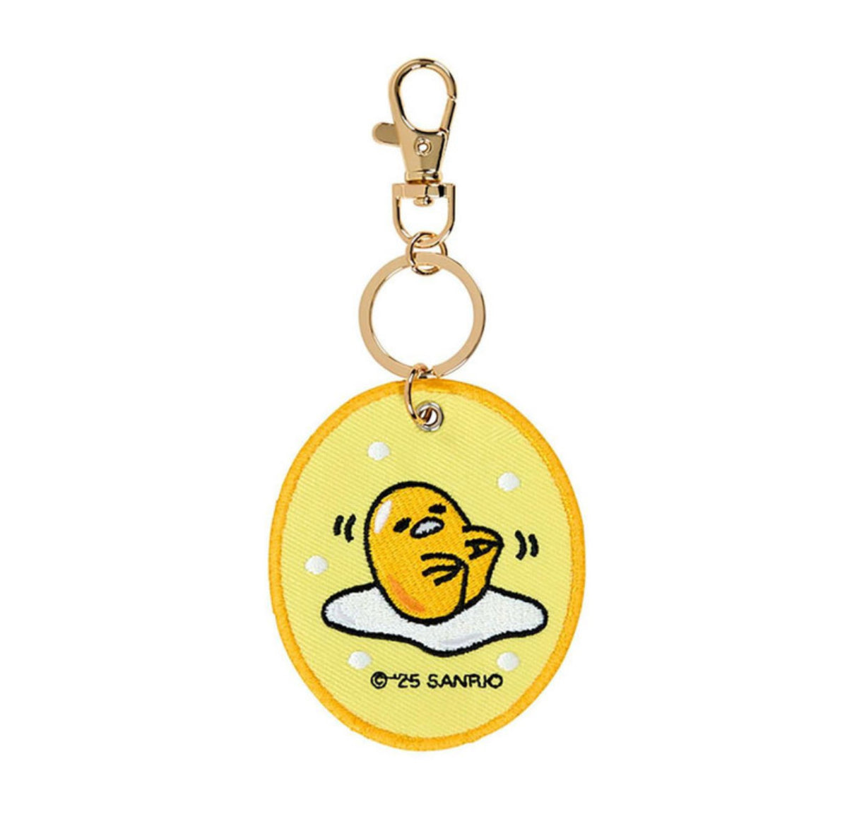 SANRIO GUDETAMA EMBROIDERED PATCH KEYCHAIN