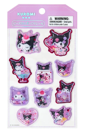 SANRIO ORIGINAL KUROMI BEAD FILLED PUFFY STICKERS