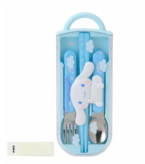 SANRIO ORIGINAL CINNAMOROLL BENTO LUNCH CUTLERY SET SPOON FORK CHOPSTICK (360 ML) BLUE SKY