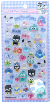 SANRIO ORIGINAL BONBON DROP HAPIDANBUI BOYS SEAL 3D STICKER GINGHAM