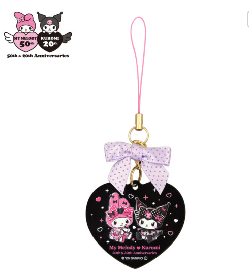 SANRIO ORIGINAL MY MELODY 50TH & KUROMI 20TH ANNIVERSARY ACRYLIC STRAP BLACK PINK PARTY