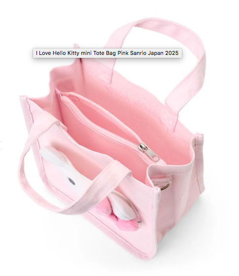 SANRIO ORIGINAL HELLO KITTY (I LOVE HELLO KITTY) 2 WAY MINI TOTE BAG PINK