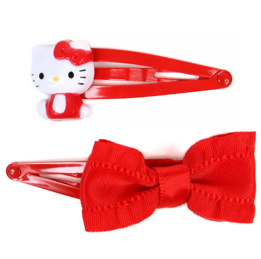SANRIO ORIGINAL HELLO KITTY KIDS HAIRPIN SET RIBBON RED