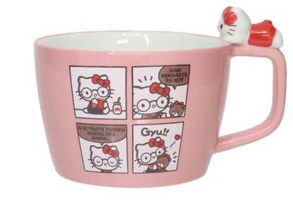 SANRIO ORIGINAL HELLO KITTY MUG WITH NOKKARI FIGURE COMICS