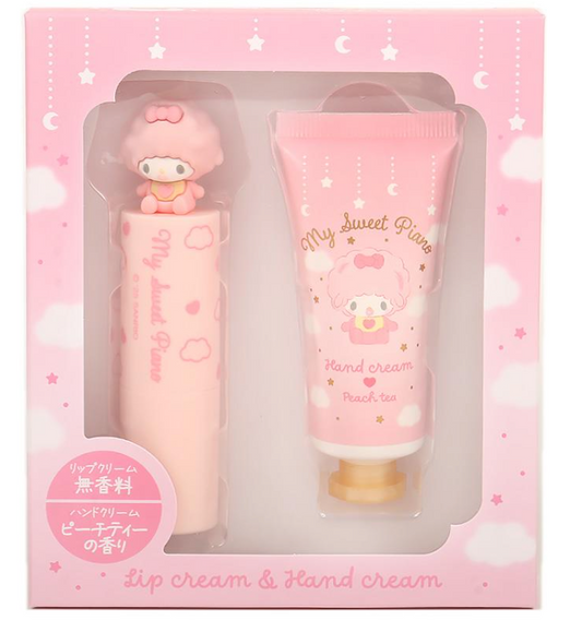 SANRIO ORIGINAL MY SWEET PIANO LIP BALM & HAND CREAM SET PEACH TEA SCENT