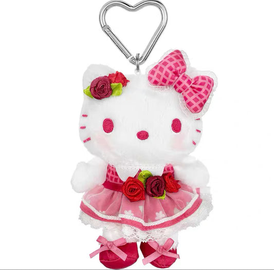 SANRIO ORIGINAL HELLO KITTY MASCOT CHARM / PLUSH  RED ROSE FLOWER DRESS