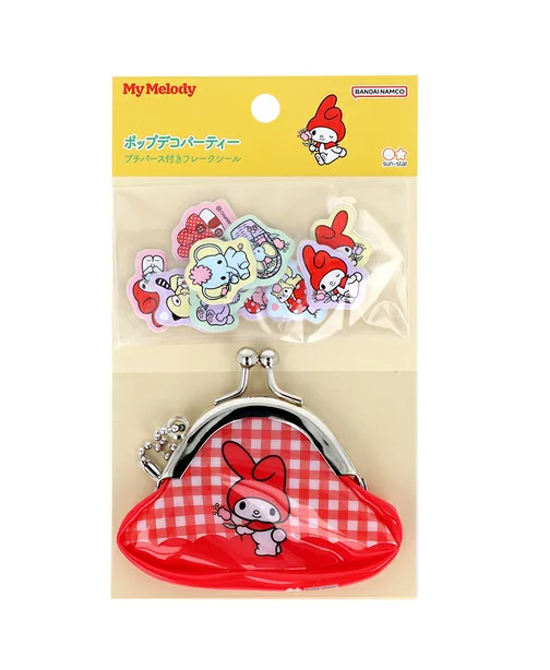 SANRIO ORIGINAL MY MELODY FLAKE STICKERS WITH MINI PURSE