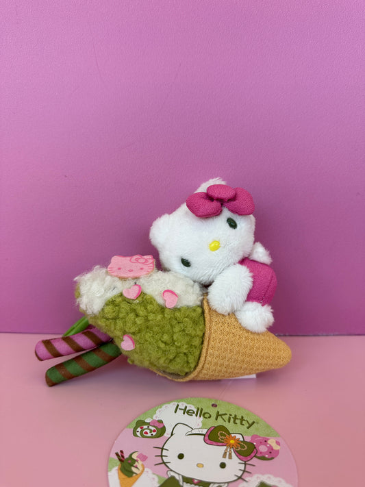 SANRIO HELLO KITTY MASCOT CLIP ON ICE CREAM MATCHA KT