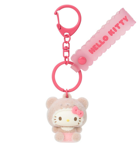 SANRIO ORIGINAL HELLO KITTY 3D FLOCKED KEYCHAIN BEAR