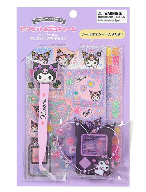 SANRIO ORIGINAL KUROMI TWEEZER & DECO CHARMS & STICKER ENJOY IDOL