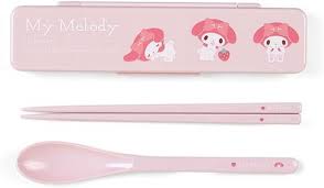 SANRIO JAPAN ORIGINAL MY MELODY CHOPSTICK AND SPOON SET WITH CASE
