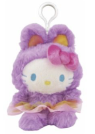 SANRIO HELLO KITTY RAINBOW BUNNY MASCOT CLIP CHARM / PLUSH PURPLE