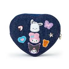 SANRIO ORIGINAL CHARACTERS DENIM HEART SHAP POUCH