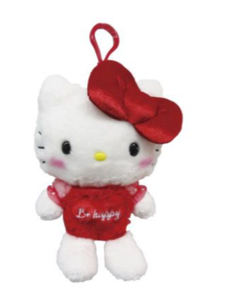 SANRIO HELLO KITTY BE HAPPY MESSAGE CLIP ON  MASCOT PLUSH KT