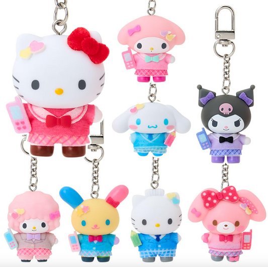 SANRIO ORIGINAL CHARACTERS MASCOT CHARM KEYCHAIN BLIND BOX (CHIBITTO VOL.4 SCHOOL UNIFORM)