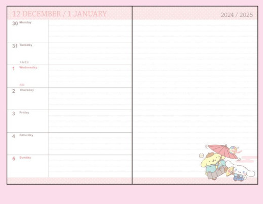 SANRIO JAPAN ORIGINAL CHARACTERS DIARY BOOK B6 2025 CALENDAR