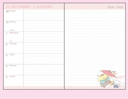 SANRIO JAPAN ORIGINAL CHARACTERS DIARY BOOK B6 2025 CALENDAR