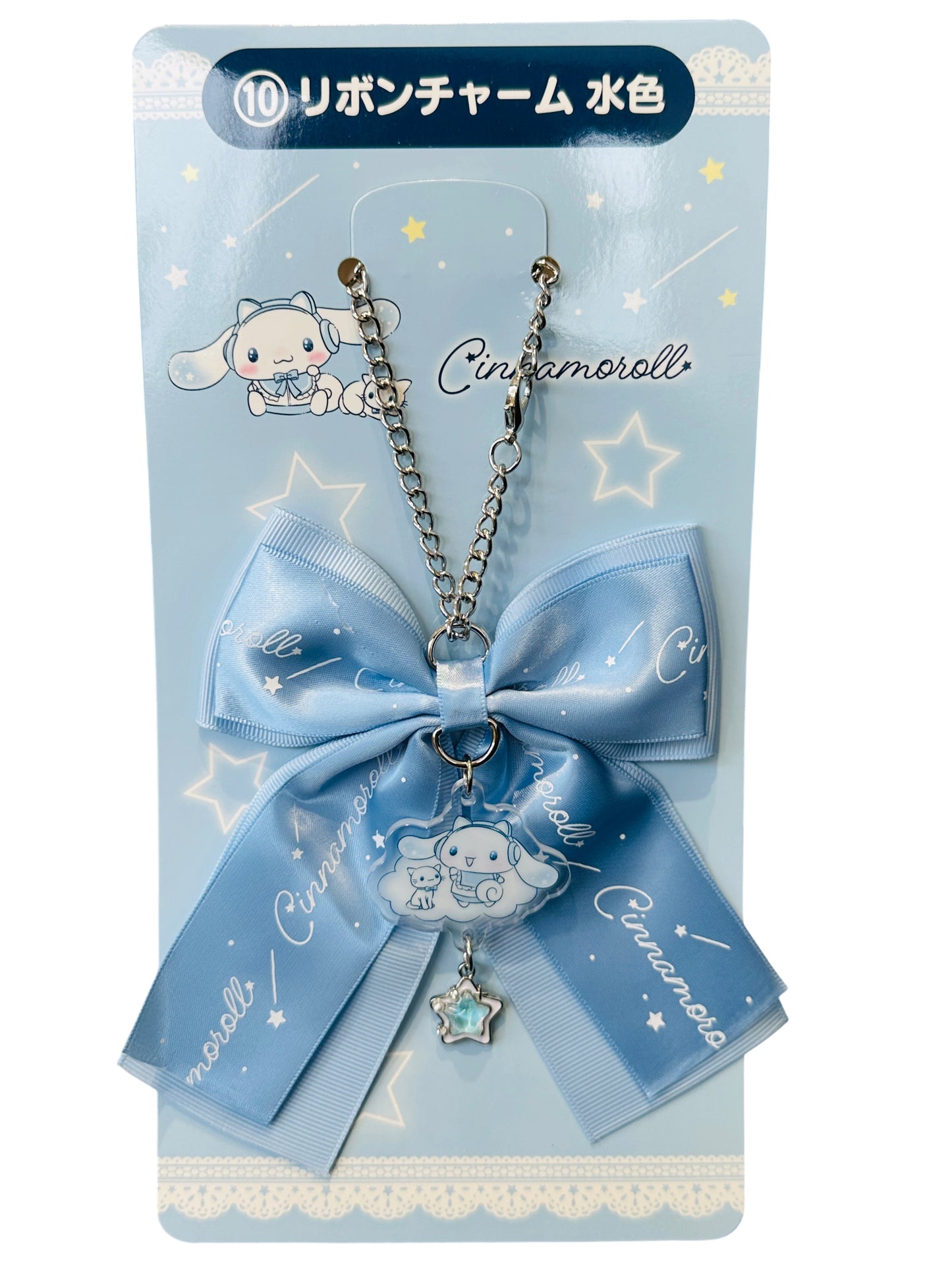 SANRIO ORIGINAL CINNAMOROLL CAT EAR HEADPHONES BOW CHARM BLUE