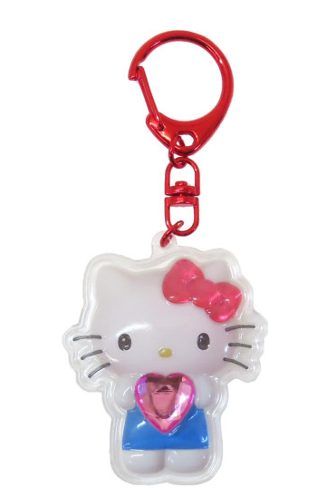 SANRIO ORIGINAL HELLO KITTY ACRYLIC KEYCHAIN PLUMP 3D HEART CRYSTAL